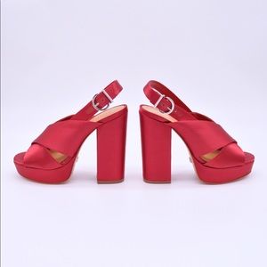 Schutz Millie Satin Platform Slingback Sandal Chunky Block Heel